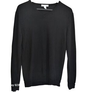 Cedar Wood State Men's Medium 100% Merino Wool V-Neck Sweater Black Classic